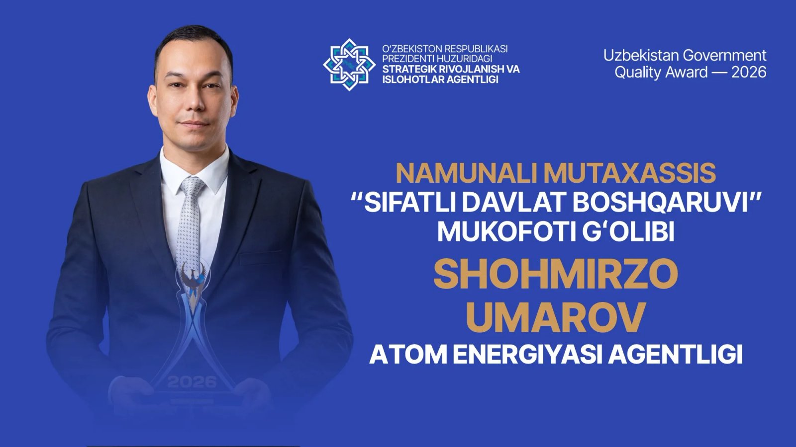 Atom energiyasi agentligi yana bir nominatsiya g‘olibi